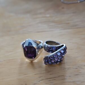 Elegant Purple and Silver Women's Ring Set